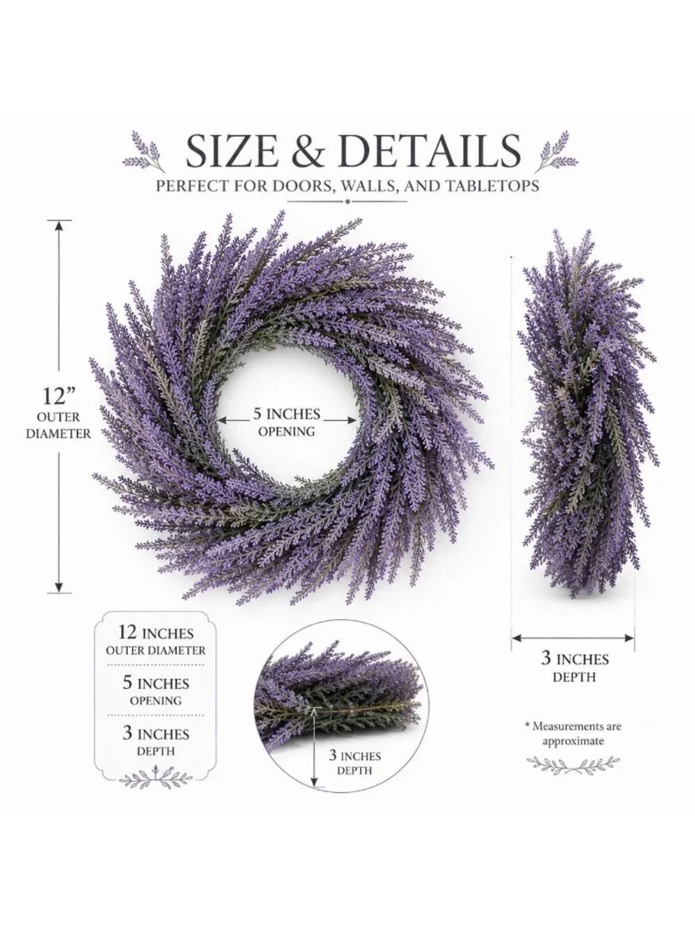 12 Inch Lavender Wreath, Spring Wreath, Summer Wreath, Lavender Door Wreath, Can